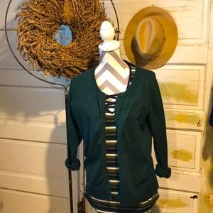 🍁 Dark Green Cardigan- waist length size xl